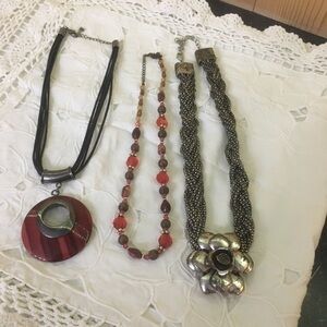 Elegant Red and Silver Necklace Set